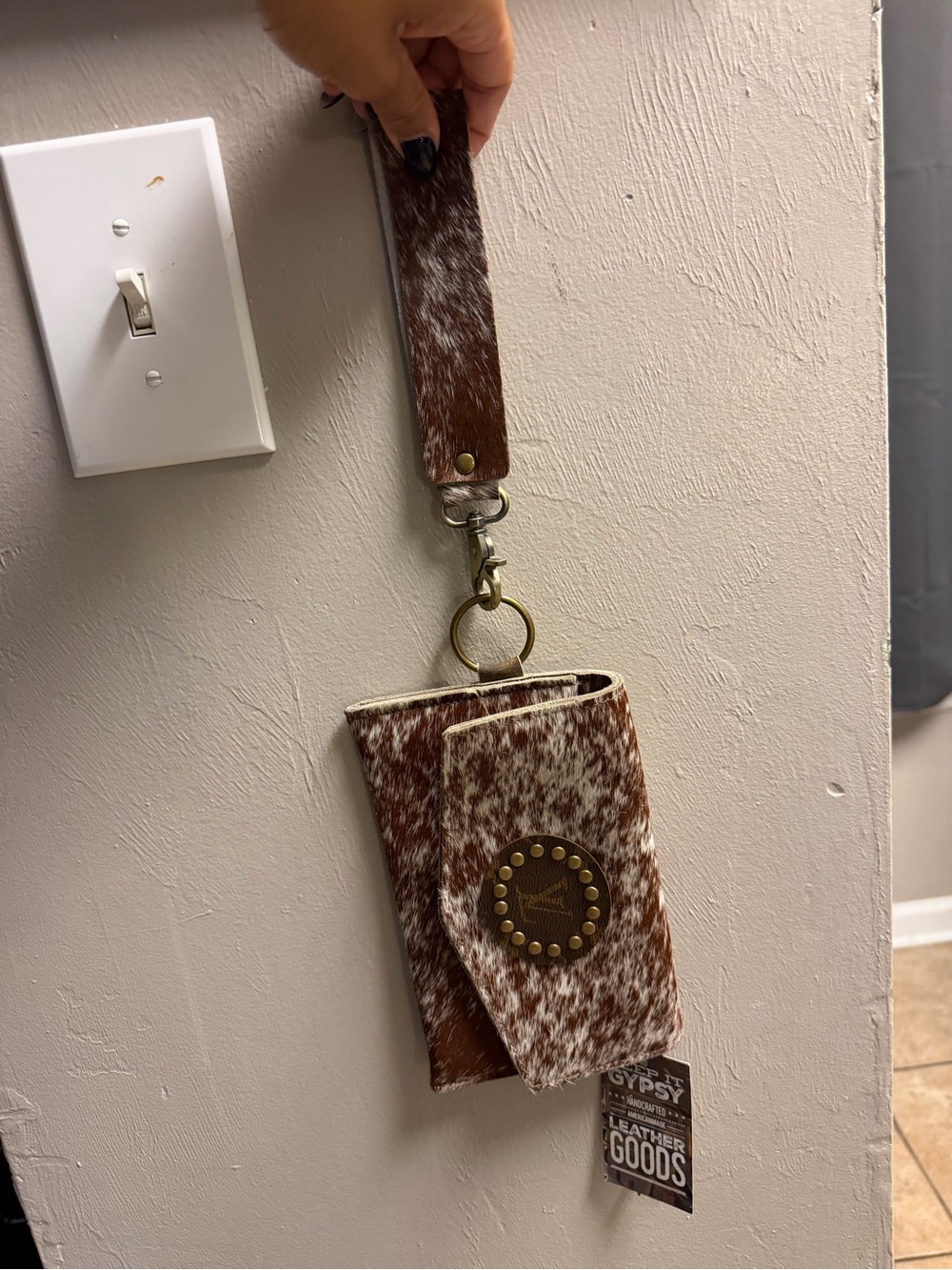 Gypsy Leather Brown Speckled Hair-On Leather Wristlet Wallet